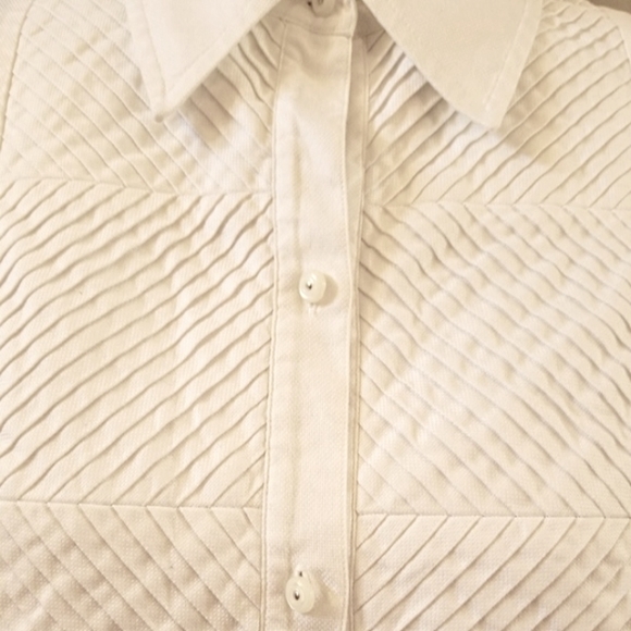 Jones New York White Pleated Classic Tuxedo Blouse - Picture 4 of 8